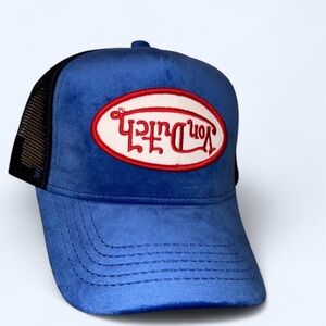 Von Dutch Blue and Black Trucker Cap with Red Logo